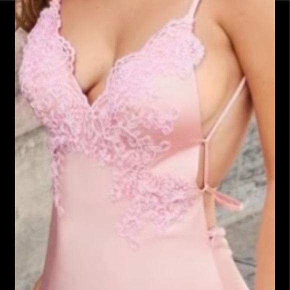 Evening Gown Party Dress Prom dress pink backless size small NWT unaltered silk - Picture 3 of 6